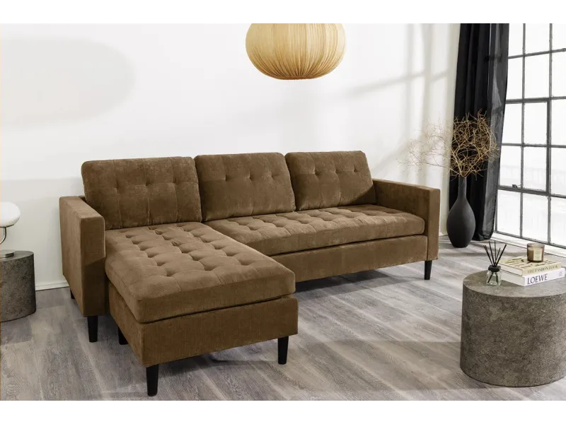 Canapé d'angle en velours coloris gris pas cher