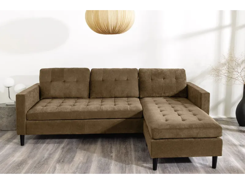 Canapé d'angle en velours coloris gris pas cher