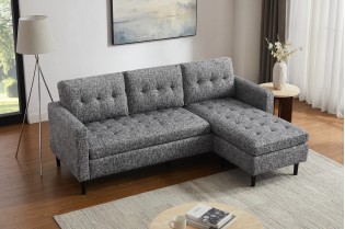 Canapé d'angle en velours coloris gris pas cher