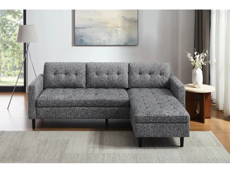 Canapé d'angle en velours coloris gris pas cher