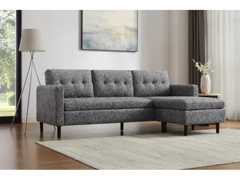 Canapé d'angle en velours coloris gris pas cher