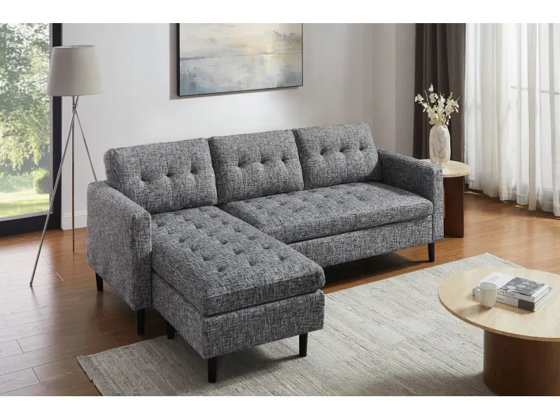 Canapé d'angle en velours coloris gris pas cher