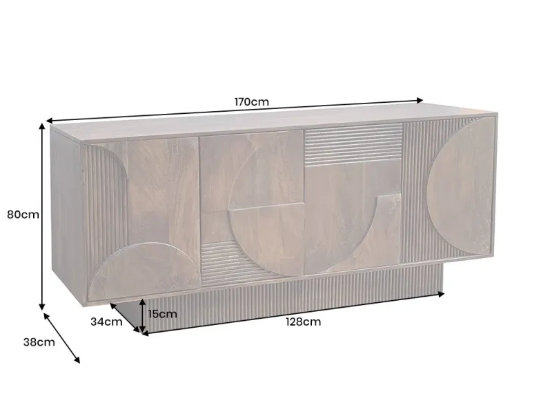 Buffet ART DÉCO 170 cm brun | Buffet moderne en bois massif – Adenia Home