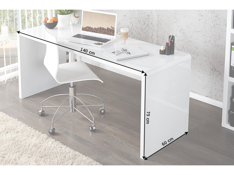 Bureau professionnel 140cm design en MDF coloris blanc Traditionnel...