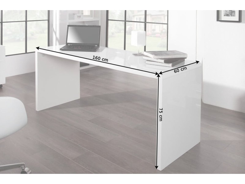Bureau design 160x75 cm en bois teinté blanc laqué Traditionnel |la...