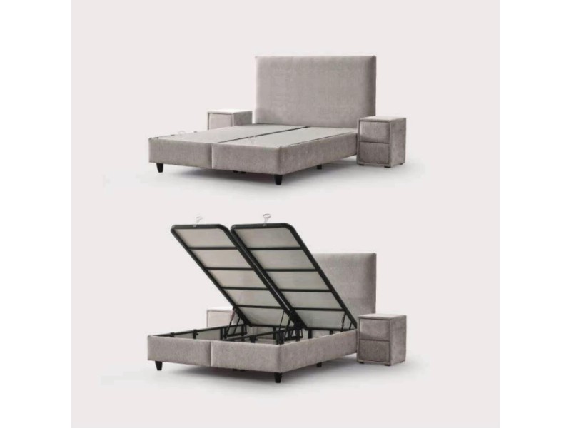 Boxspring COMO 160 × 200 cm – Coffre de rangement + Matelas inclus