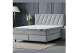 livraison gratuite-lit coffre moderne en velours coloris taupe clair + matelas pas cher