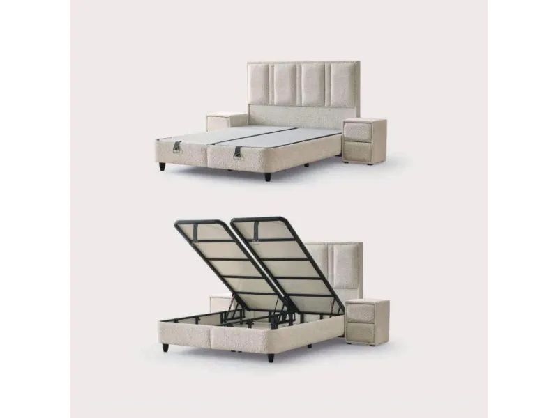 Boxspring PAROS 160 x 200 cm – Coffre + Matelas inclus