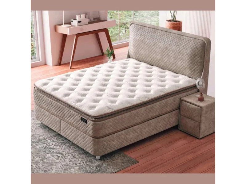 Boxspring QUEEN 180×200 cm – Coffre de rangement + Matelas inclus