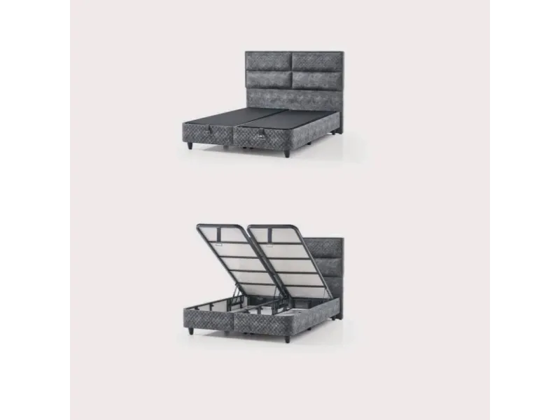 Boxspring VESTA 160×200 cm – Coffre de rangement + Matelas inclus