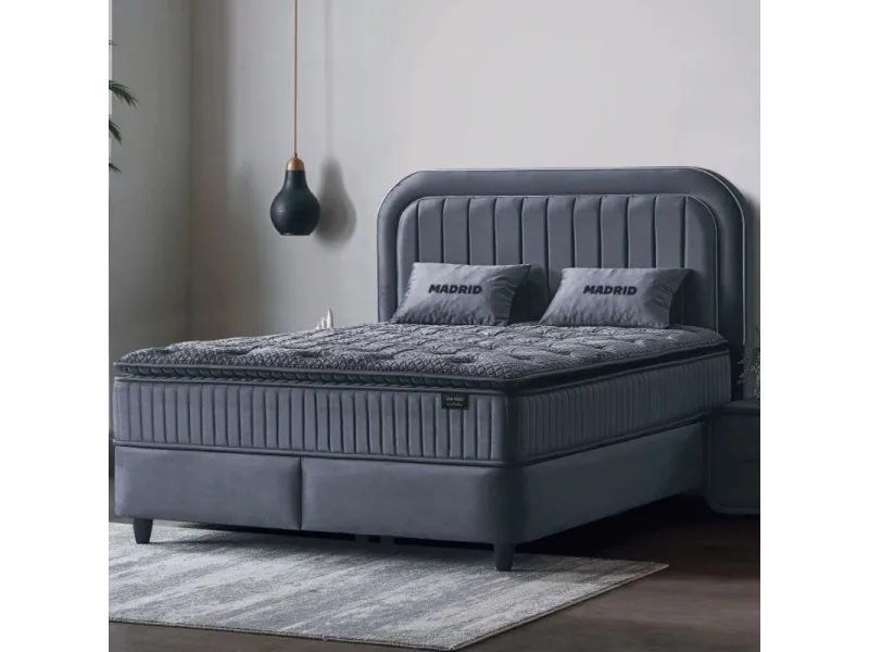 Boxspring MADRID 160×200 cm – Coffre de rangement + Matelas inclus