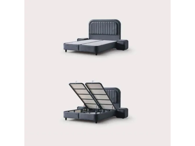 Boxspring MADRID 160×200 cm – Coffre de rangement + Matelas inclus