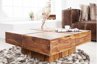 Table basse contemporaine |Table basse 60 cm en bois d'acacia color...