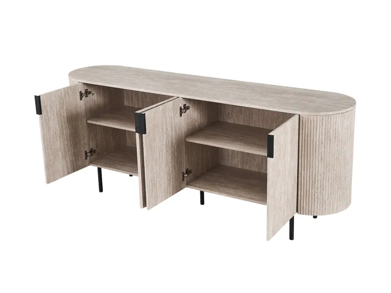 "Buffet Lagos 200 cm – Profitez d'un Grand Rangement Design et Pratique"| Bois Foncé Chic
