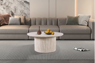 Table basse contemporaine |Table basse avec 6 poufs encastrable, ve...