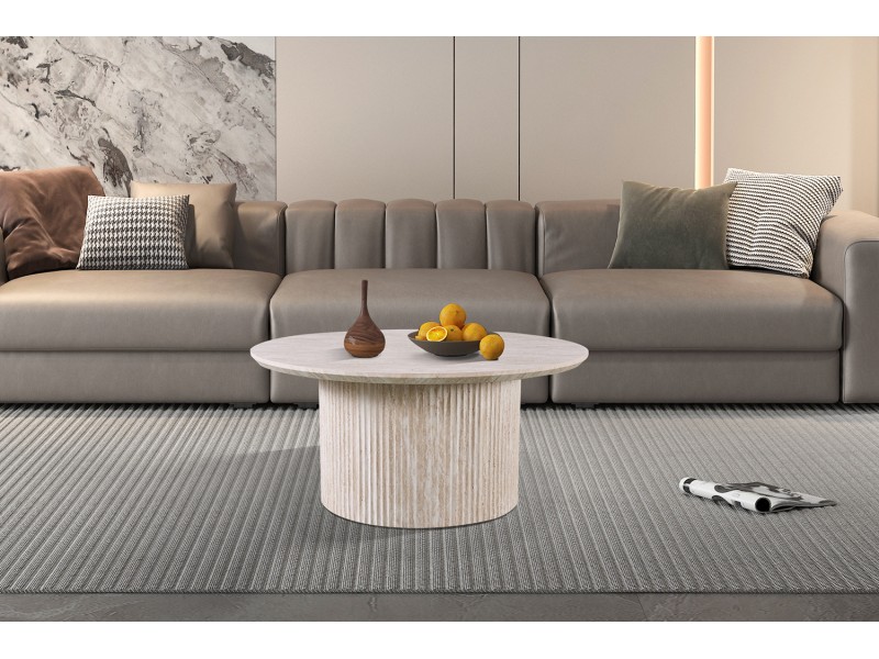Table basse contemporaine |Table basse avec 6 poufs encastrable, ve...