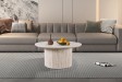 Table basse contemporaine |Table basse avec 6 poufs encastrable, ve...