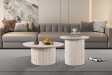 Table basse contemporaine |Table basse avec 6 poufs encastrable, ve...
