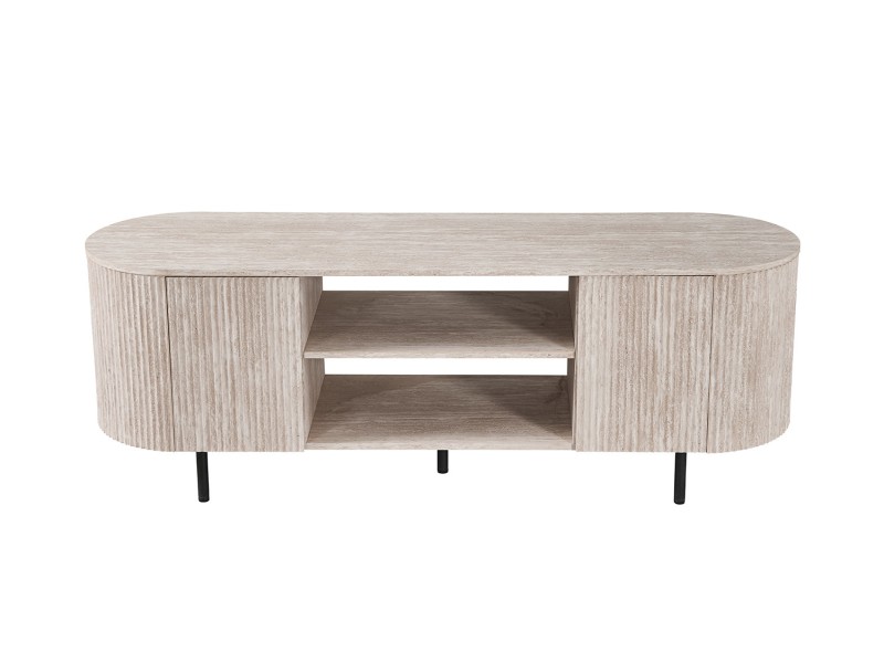 Meuble TV design |Meuble TV/HIFI blanc laqué, 2 tiroirs |adeniahome.com