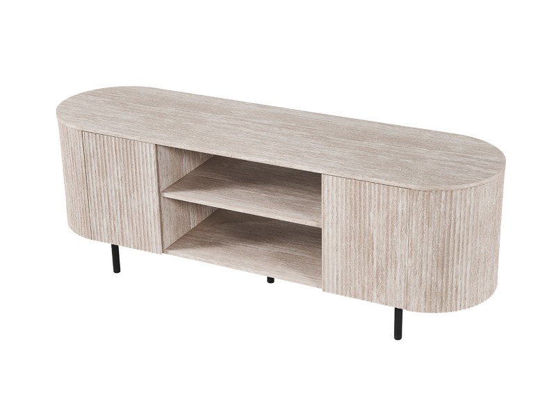 Meuble TV design |Meuble TV/HIFI blanc laqué, 2 tiroirs |adeniahome.com