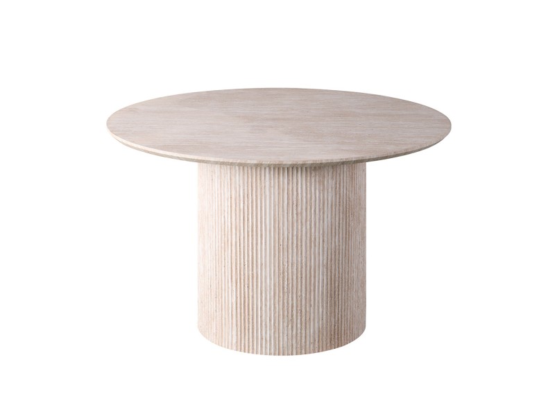 Table LAGOS 120 cm Ronde – Décor Travertin Beige
