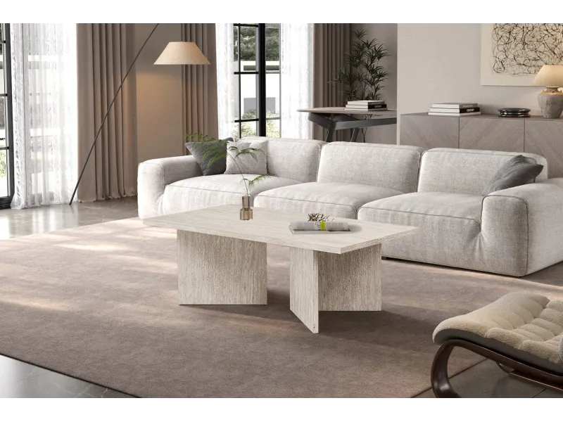 Table basse contemporaine |Table basse avec 6 poufs encastrable, ve...