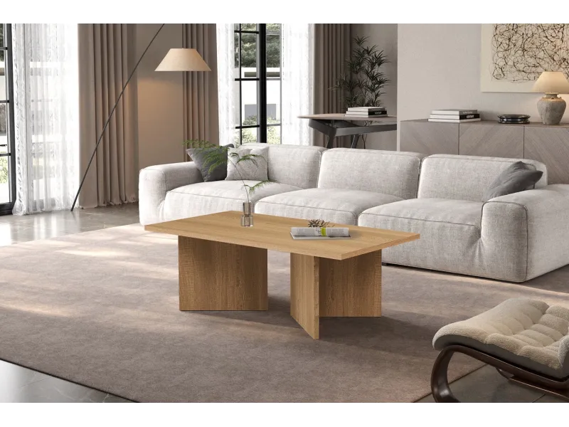 Table basse contemporaine |Table basse avec 6 poufs encastrable, ve...
