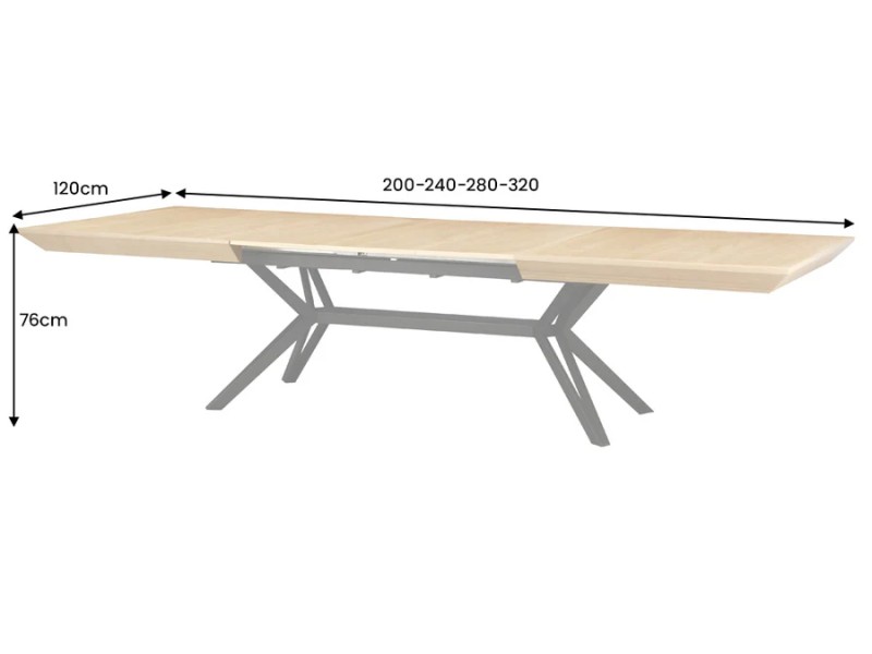 Table extensible GIANT 200–320 cm chêne naturel | Adenia Home