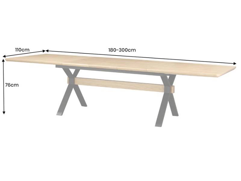 Table extensible GIANT 180–300 cm chêne naturel | Adenia Home