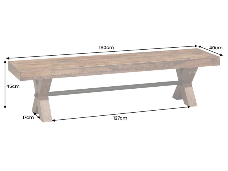 Banc industriel GOLIATH 180 cm pin naturel | Adenia Home