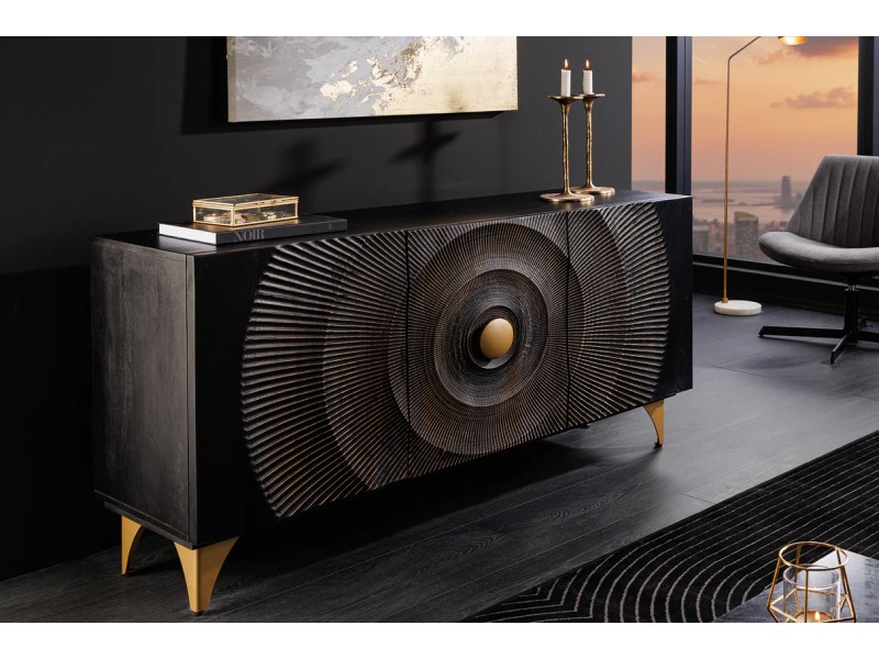 Buffet design minimale en bois massif coloris naturelle 165cm pas cher