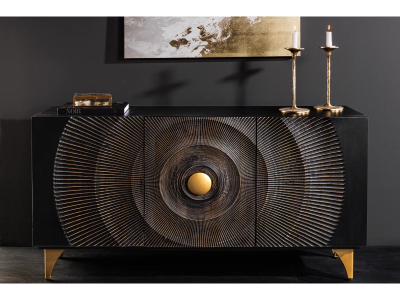 Buffet design minimale en bois massif coloris naturelle 165cm pas cher