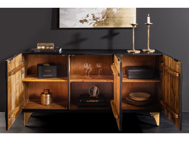 Buffet design minimale en bois massif coloris naturelle 165cm pas cher