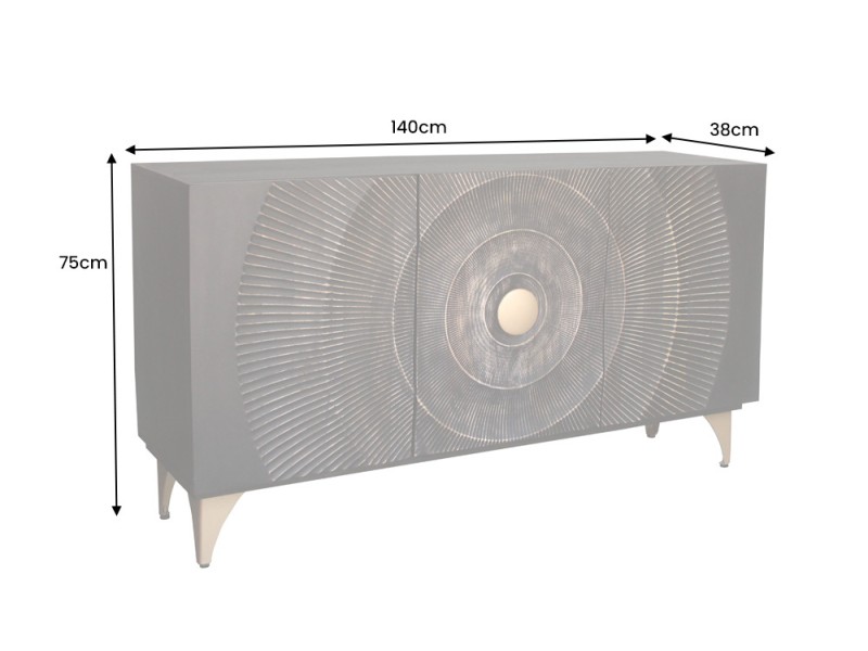 Buffet design minimale en bois massif coloris naturelle 165cm pas cher