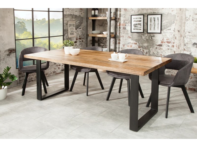 Table à manger en bois massif coloris naturel 240cm pas cher