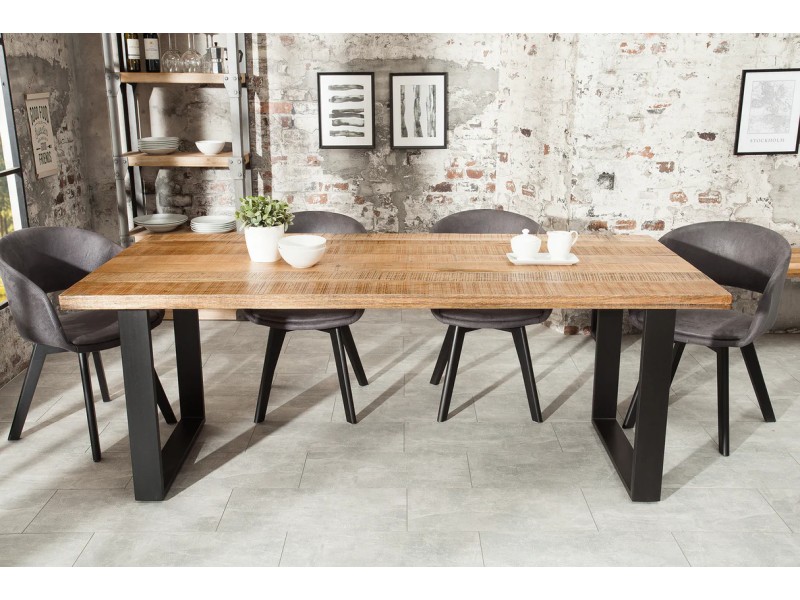 Table à manger en bois massif coloris naturel 240cm pas cher
