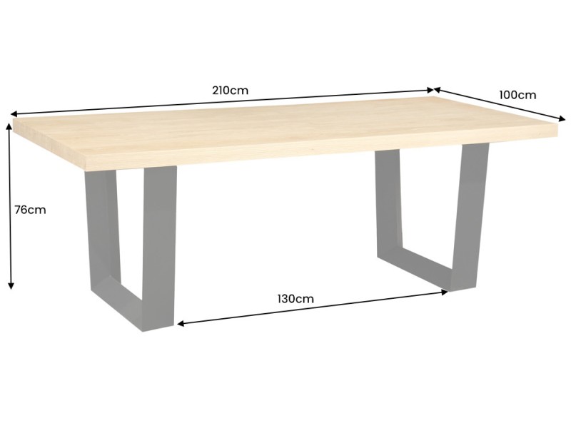 Table ZEUS 210 cm chêne naturel U métal noir | Adenia Home