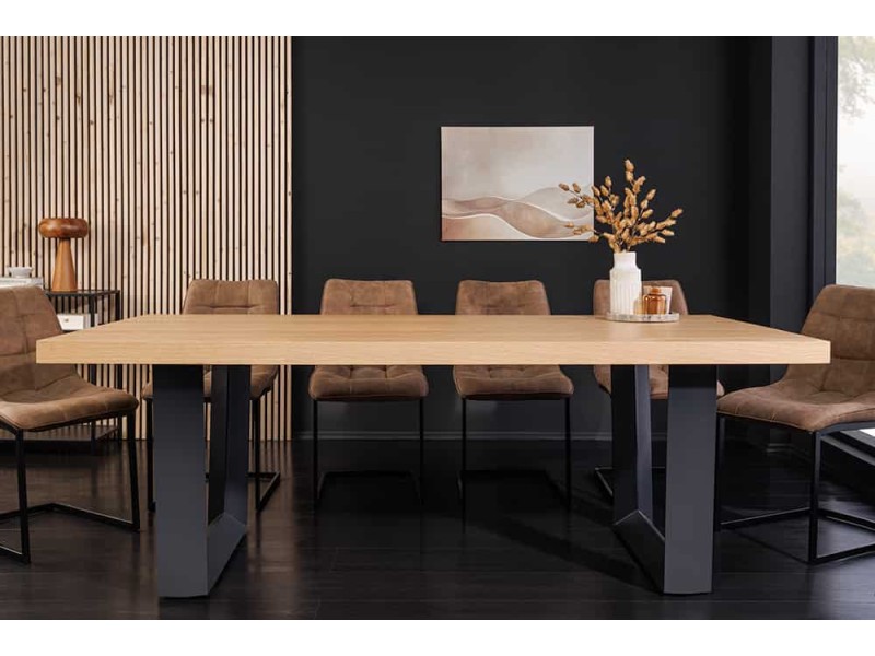 Table ZEUS 210 cm chêne naturel U métal noir | Adenia Home