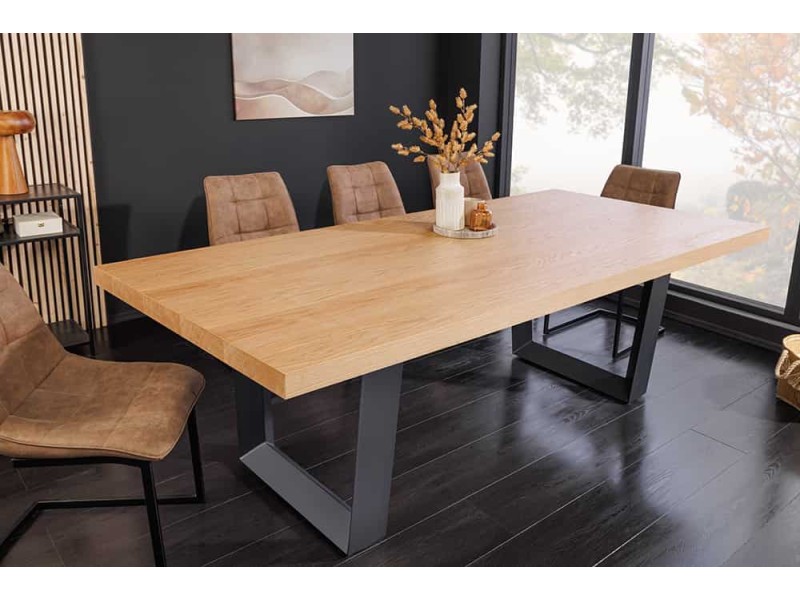 Table ZEUS 210 cm chêne naturel U métal noir | Adenia Home
