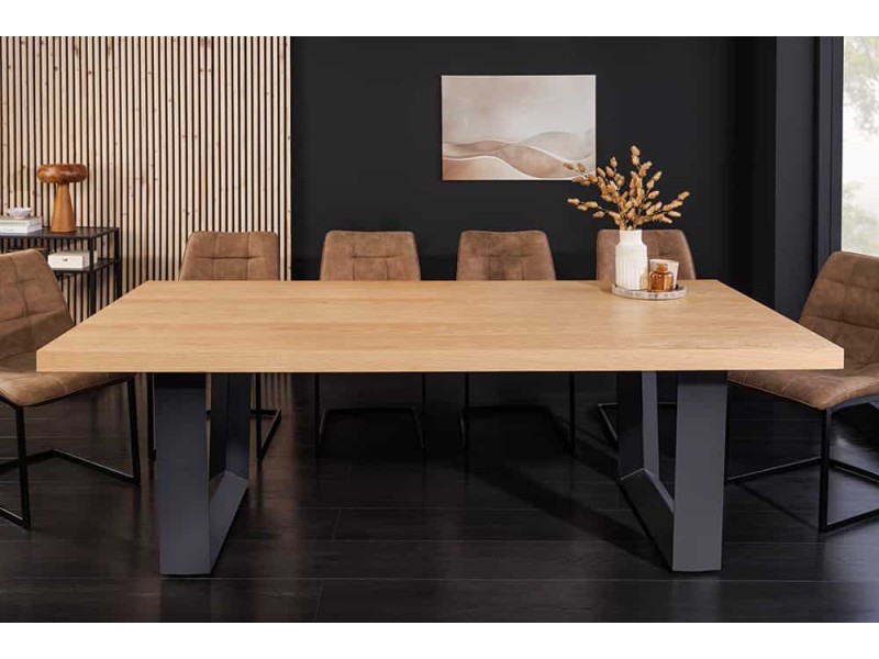 Table ZEUS 210 cm chêne naturel U métal noir | Adenia Home