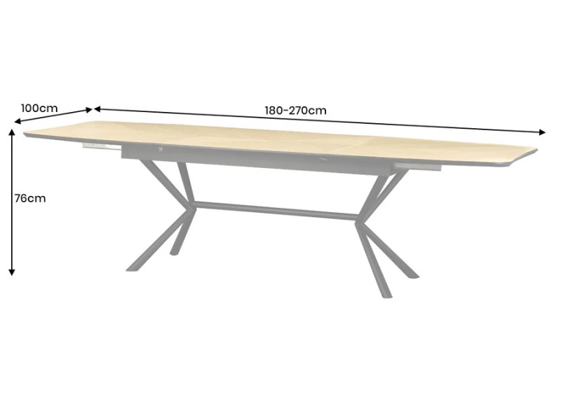 Table GRANDEZZA 180–270 cm chêne naturel métal noir | Adenia Home