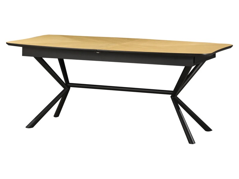 Table GRANDEZZA 180–270 cm chêne naturel métal noir | Adenia Home
