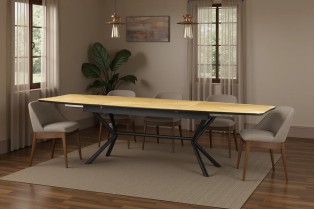 Table GRANDEZZA 180–270 cm chêne naturel métal noir | Adenia Home 2