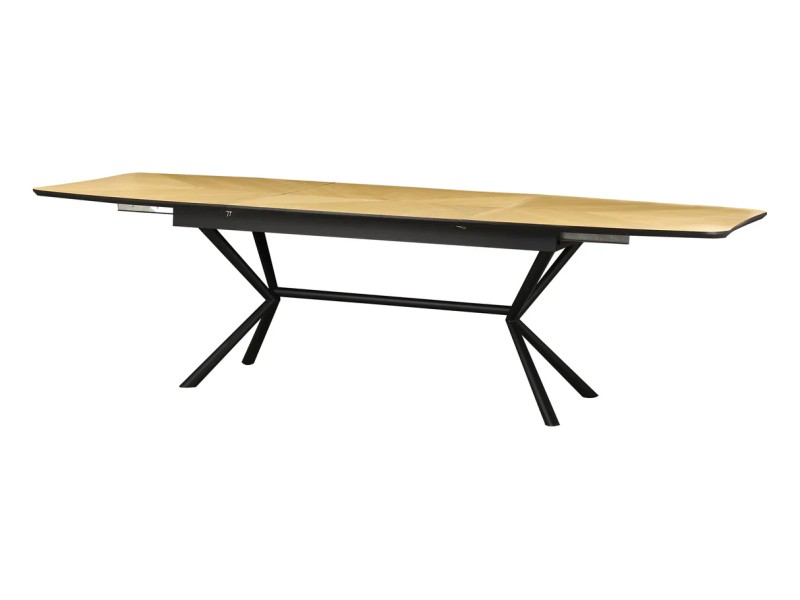 Table GRANDEZZA 180–270 cm chêne naturel métal noir | Adenia Home