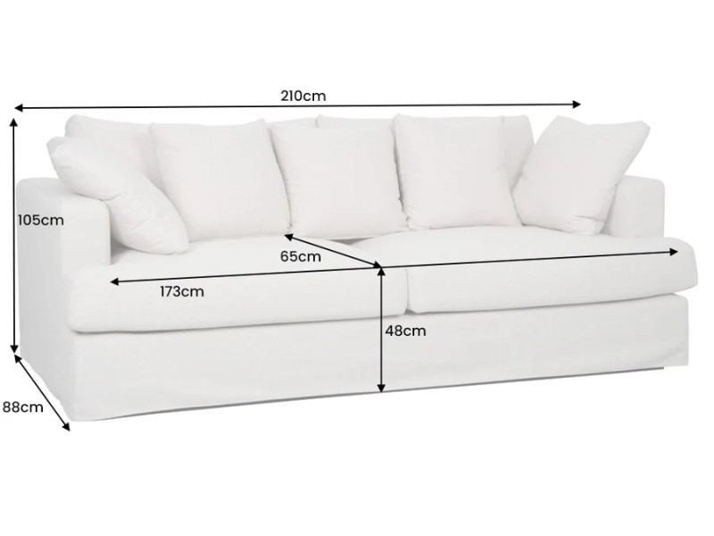 Canapé HEAVEN 3 places lin naturel 210 cm | Adenia Home