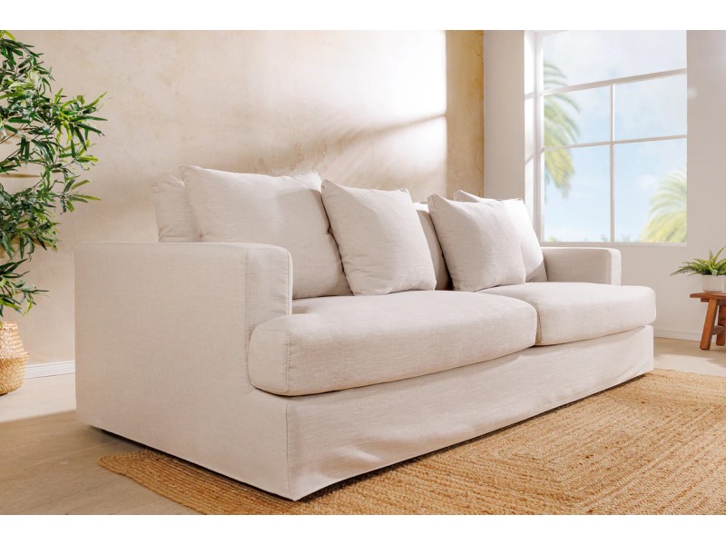 Canapé HEAVEN 3 places lin naturel 210 cm | Adenia Home