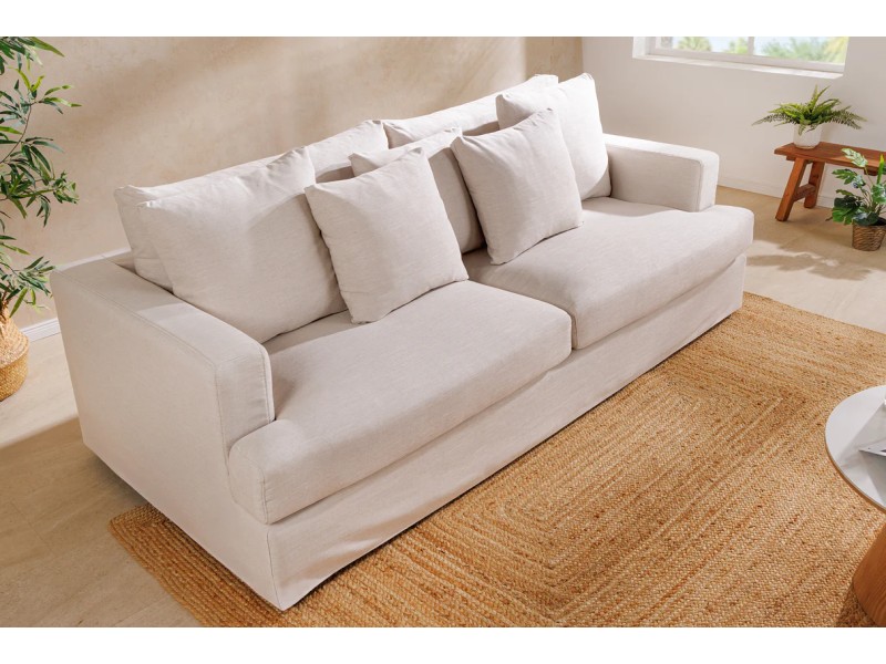 Canapé HEAVEN 3 places lin naturel 210 cm | Adenia Home
