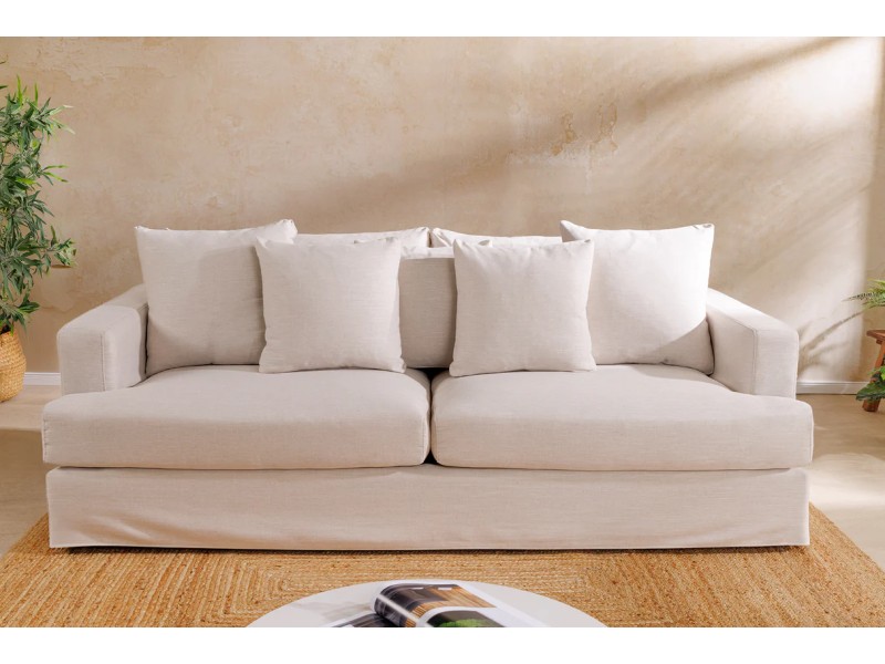 Canapé HEAVEN 3 places lin naturel 210 cm | Adenia Home