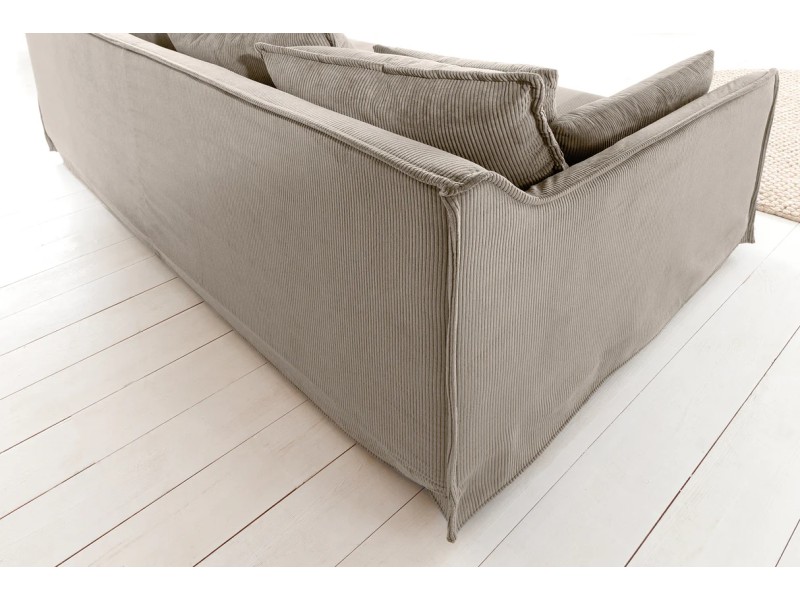 Canapé HEAVEN 3 places velours côtelé grège | Adenia Home