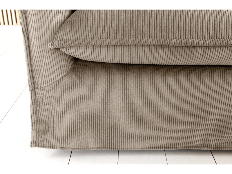 Canapé HEAVEN 3 places velours côtelé grège | Adenia Home
